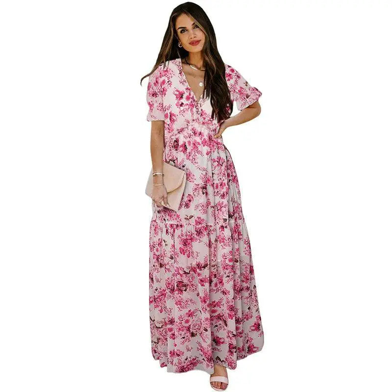 Floral Print Short Sleeve Dress For Summer Wardrobe