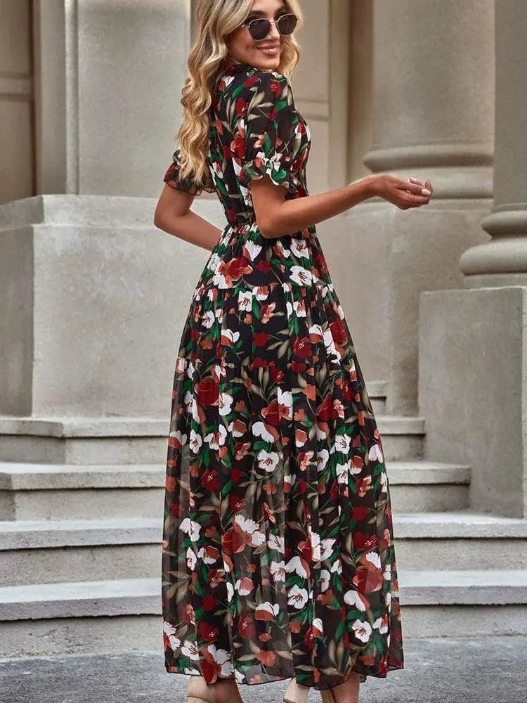 Floral Print Short Sleeve Dress For Summer Wardrobe