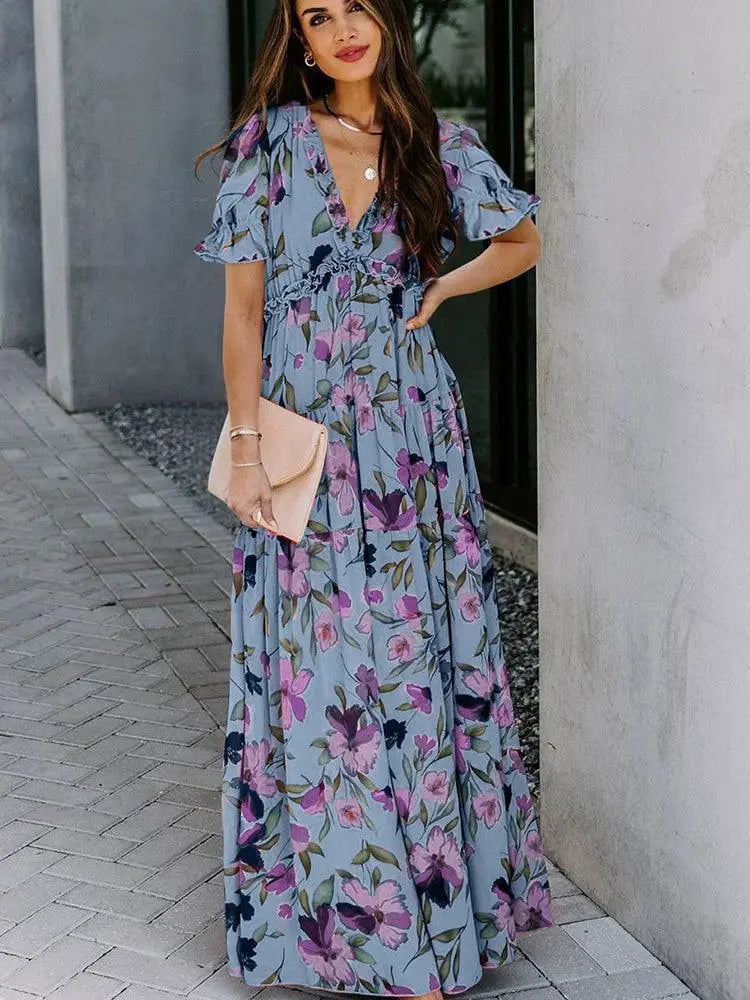 Floral Print Short Sleeve Dress For Summer Wardrobe