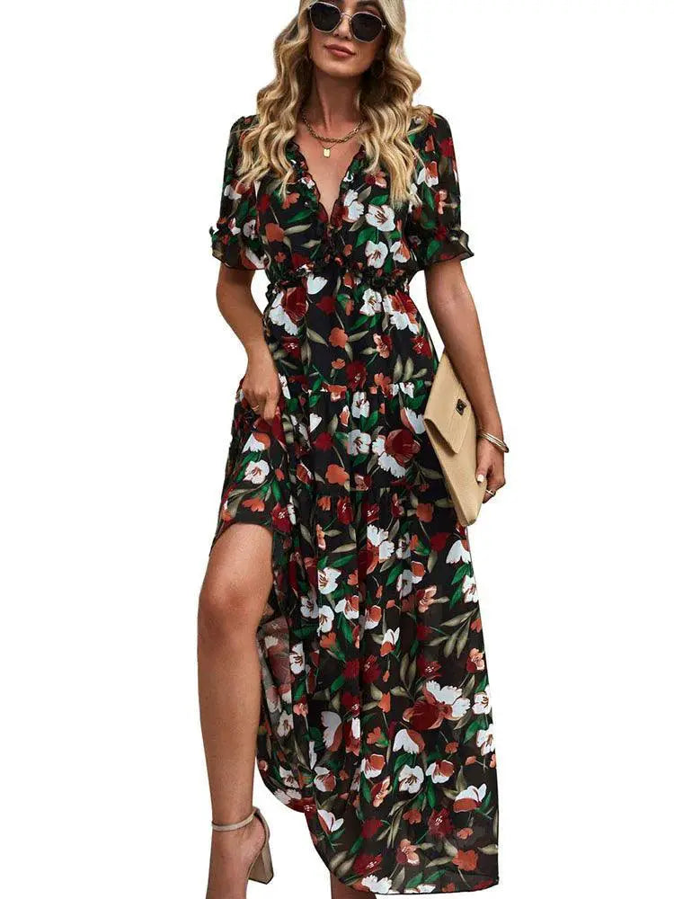 Floral Print Short Sleeve Dress For Summer Wardrobe