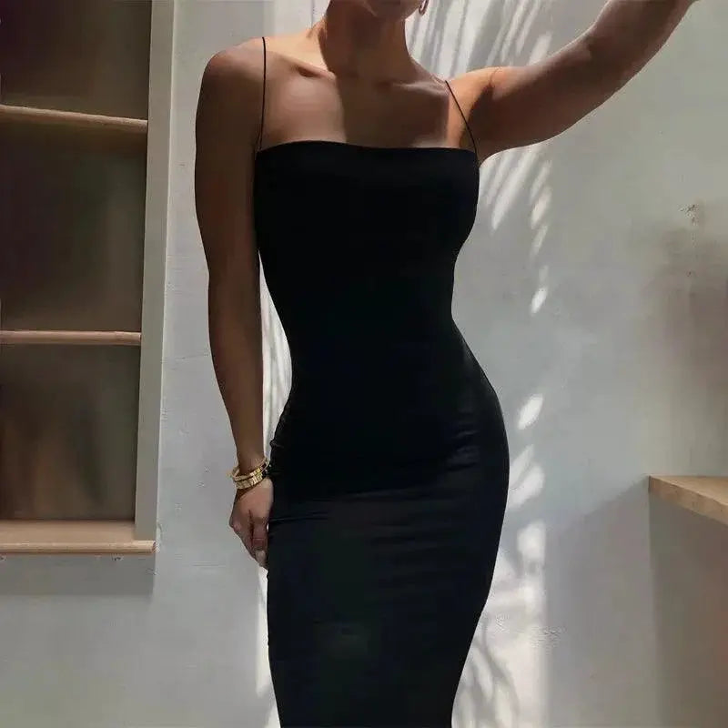 Summer Black Backless Bodycon Dress For Elegant Parties