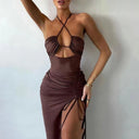 Summer Black Lace-up Halter Bodycon Dress Elegant Party Fashion