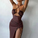 Summer Black Lace-up Halter Bodycon Dress Elegant Party Fashion