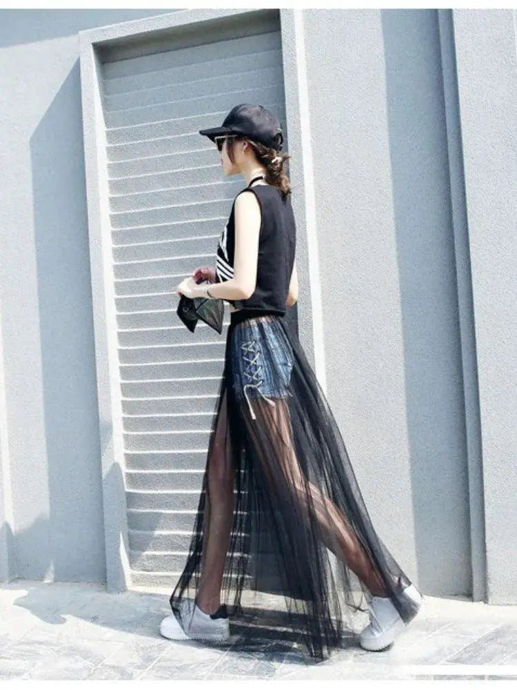 Summer Bohemian Lace Maxi Skirt Women Elegant Fashion