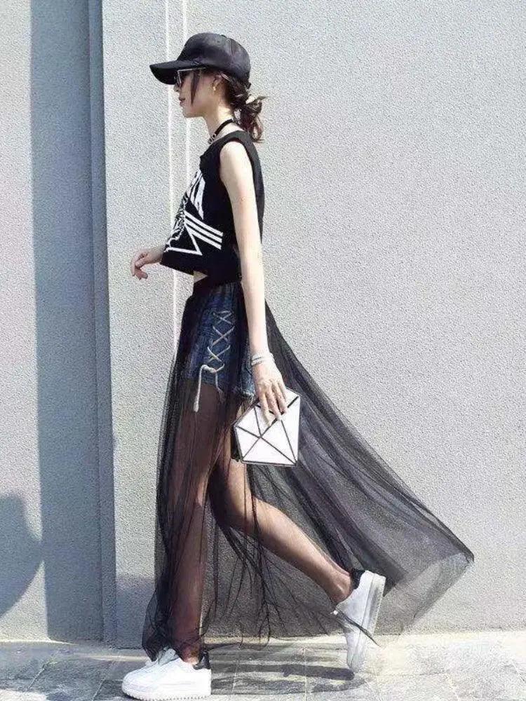 Summer Bohemian Lace Maxi Skirt Women Elegant Fashion