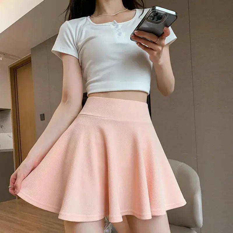 Summer Chic Mini Pleated Skirt With Elastic Waist For Girls