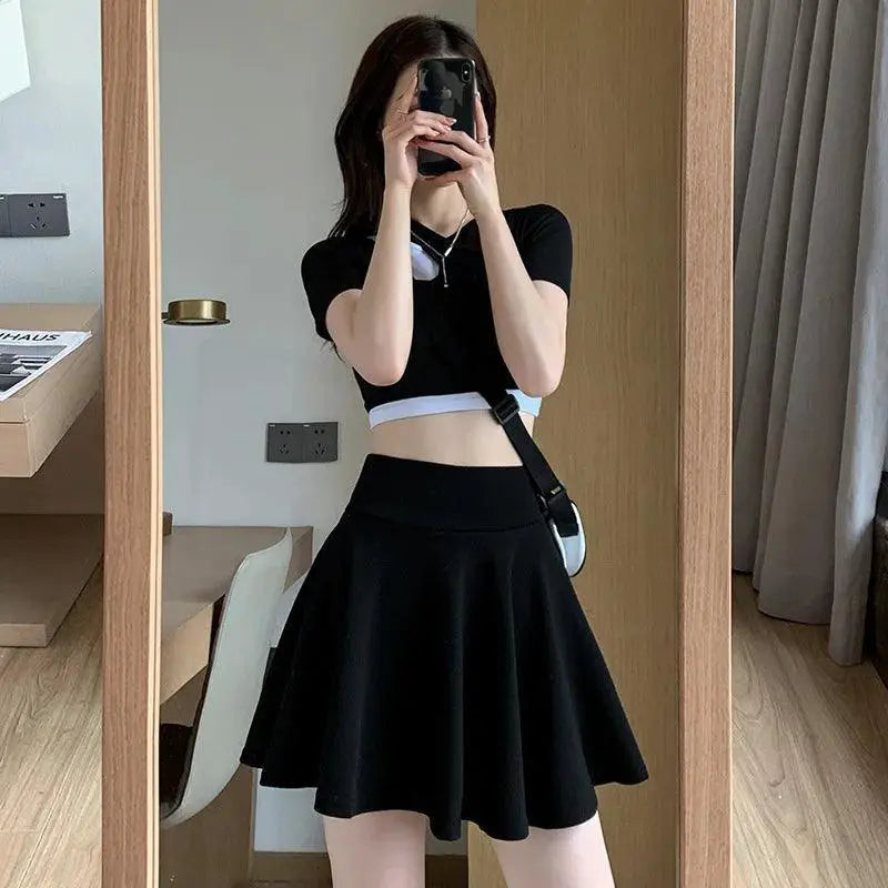 Summer Chic Mini Pleated Skirt With Elastic Waist For Girls