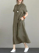 Summer Dress: Vintage Cotton Linen Casual A-line Dress