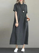 Summer Dress: Vintage Cotton Linen Casual A-line Dress