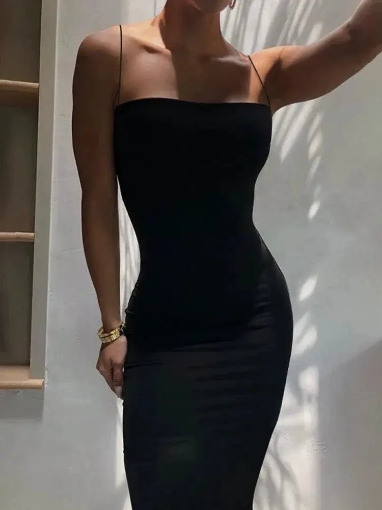 Summer Fashion Square Collar Backless Bodycon Dress