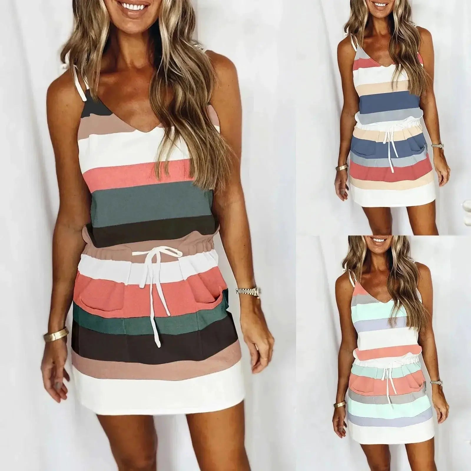 Summer Flirty Backless Mini Dress Beachwear Outfits