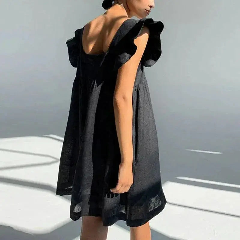 Summer Square Neck Midi Dress Elegant A Line Chic Day