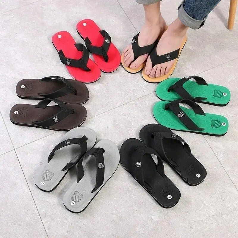 SummitSun Men Summer Slippers - Non Slip Beach Flip Flops For Indoor Outdoor Use