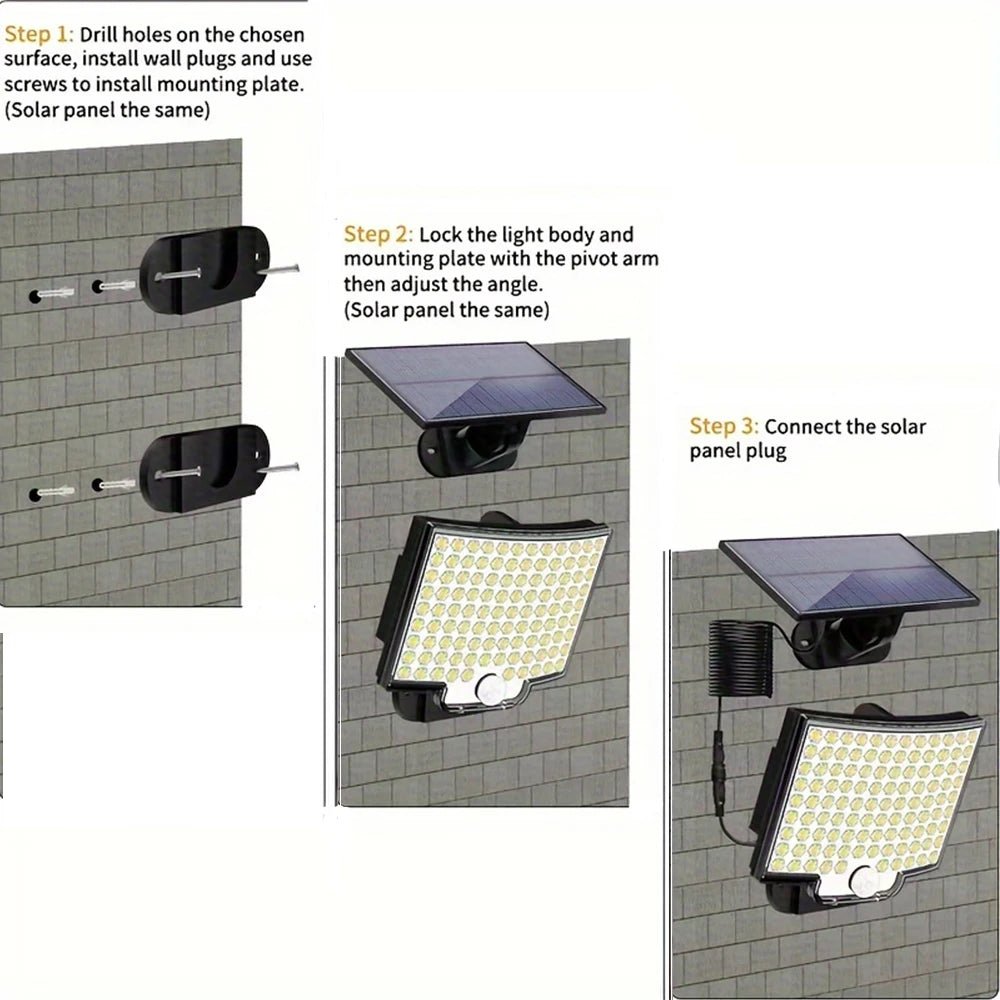 SunGuard 106LED Solar Outdoor Lights Motion Sensor Wall Flood Lamp - Bright Auto