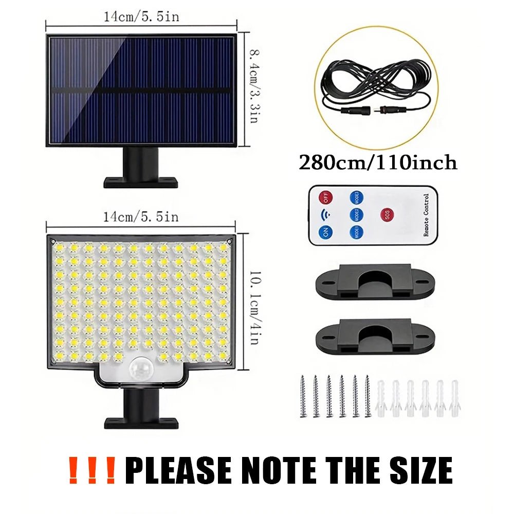 SunGuard 106LED Solar Outdoor Lights Motion Sensor Wall Flood Lamp - Bright Auto