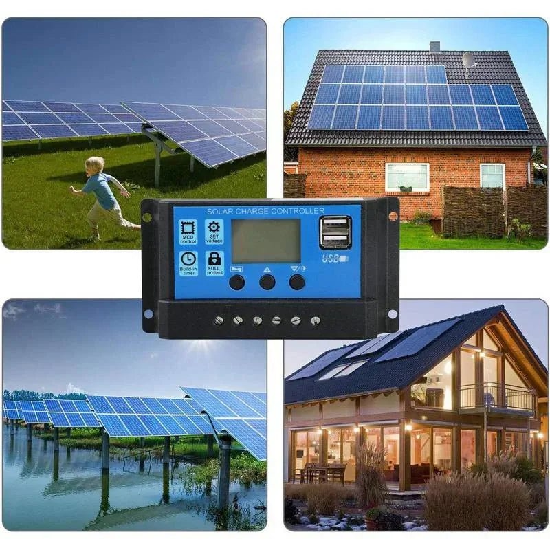 SunGuard Solar Charge Controller 12/24V LCD Dual USBs - Smart Battery Protection