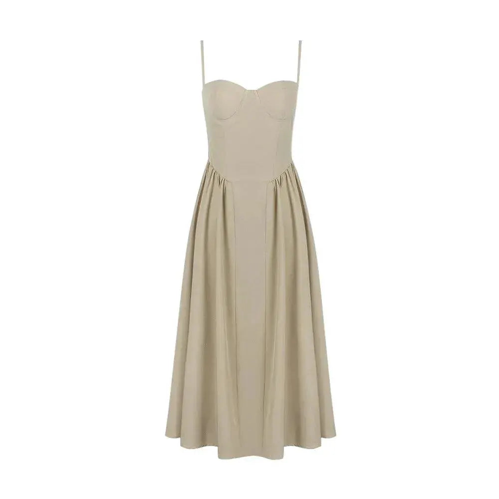 Suninheart Elegant V Neck Midi Dress Chic Summer Style