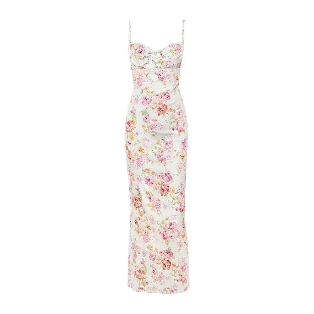 Suninheart Floral Print Bodycon Maxi Dress For Weddings