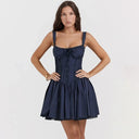 Suninheart Spaghetti Strap White A-Line Mini Dress Chic Summer Style