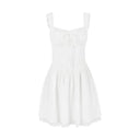 Suninheart Spaghetti Strap White A-Line Mini Dress Chic Summer Style