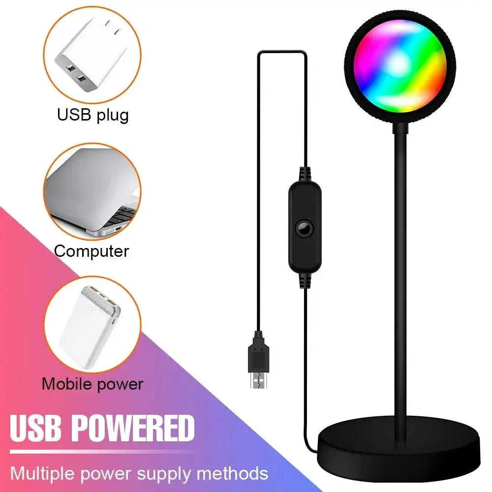 Sunset LED Projector Night Light Colorful Rainbow Lamp