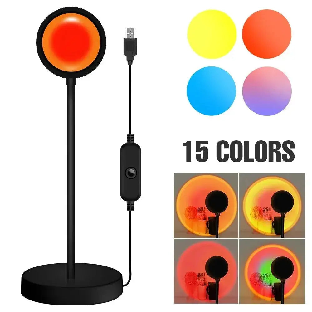 Sunset LED Projector Night Light Colorful Rainbow Lamp