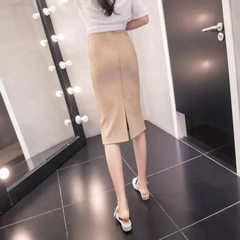 Suochao Womens Elegant High Waist Pencil Midi Skirt Fashion