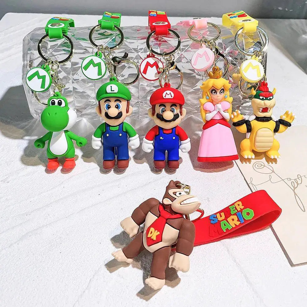 Super Mario Keychain Action Figures Set Collectible PVC Toys