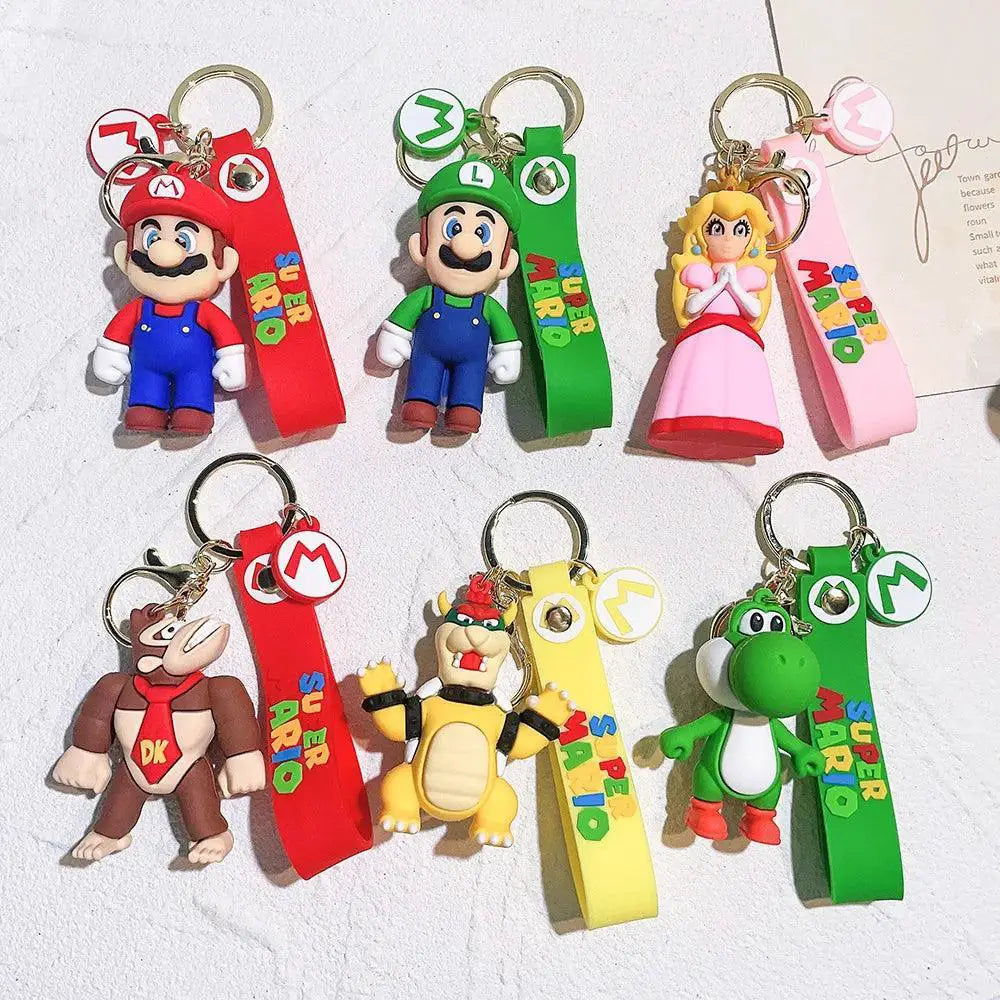 Super Mario Keychain Action Figures Set Collectible PVC Toys