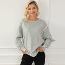 Sweatshirt Fashion Side Slit Pure Color Burr Pullover Stylish