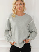 Sweatshirt Fashion Side Slit Pure Color Burr Pullover Stylish