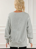 Sweatshirt Fashion Side Slit Pure Color Burr Pullover Stylish