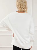 Sweatshirt Fashion Side Slit Pure Color Burr Pullover Stylish