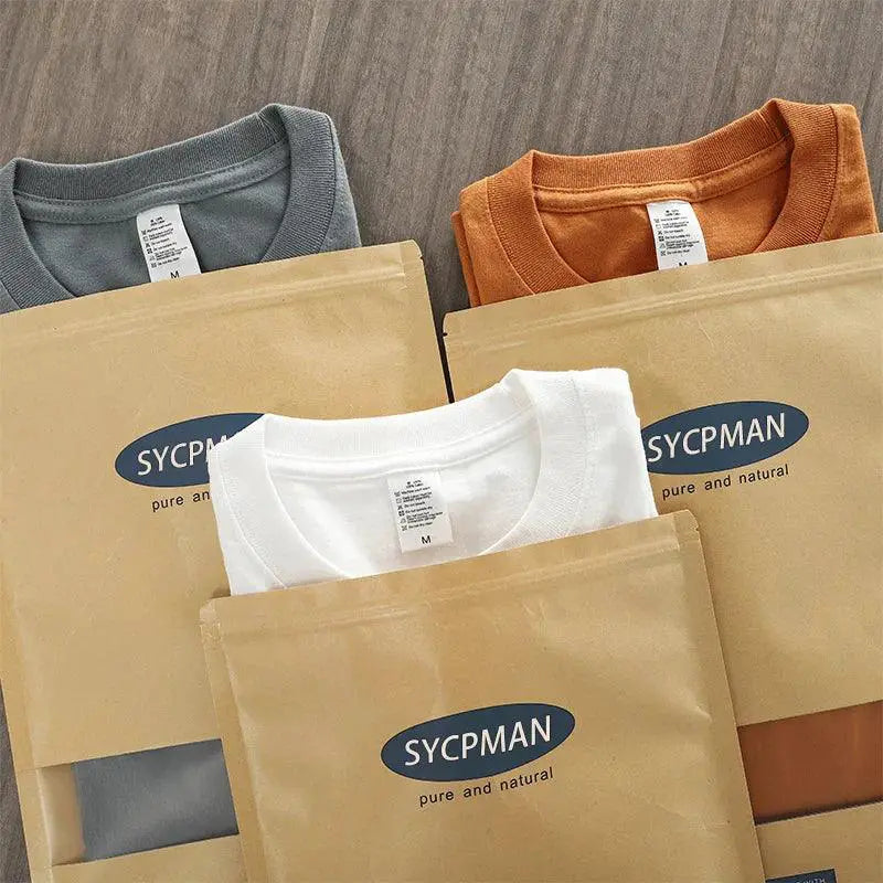 Sycpman Mens Oversized Heavy Cotton Tee Trendy Japan Style
