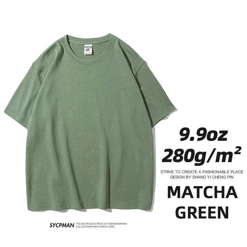 Sycpman Mens Oversized Heavy Cotton Tee Trendy Japan Style
