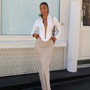 Sylcue Deep V-Neck Zipper Blouse Winter Fashion for Women