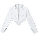 Sylcue Deep V-Neck Zipper Blouse Winter Fashion for Women