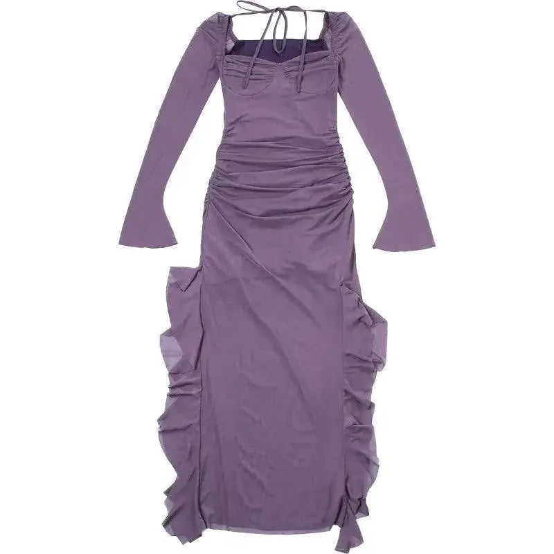 Sylcue Mesh Style Long Sleeve Dress For Street Style