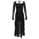 Sylcue Mesh Style Long Sleeve Dress for Street-Style Elegance