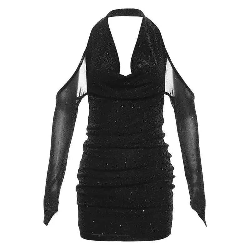 Sylcue Winter Chic Urban Voile Backless Dress Warm Fashion