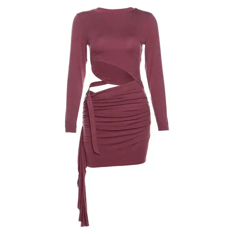 Sylcue Winter Fashion Waist Cut Slim Dress for Women