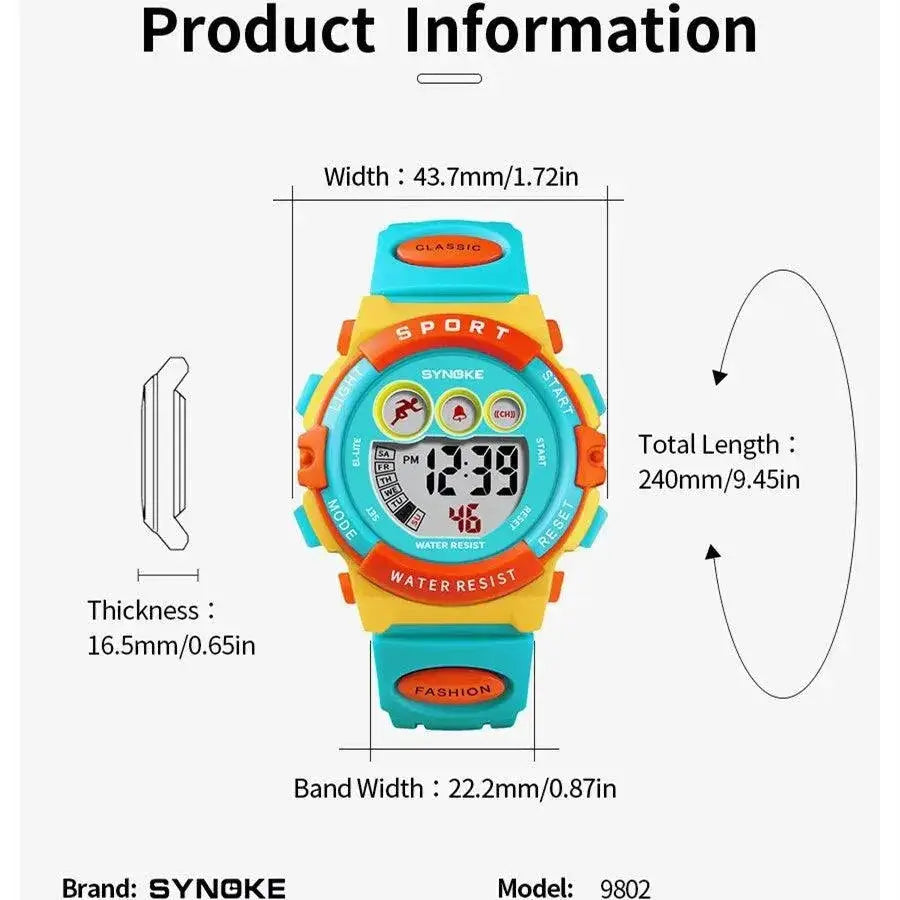 Synoke Kids Waterproof Colorful Digital Sport Watch