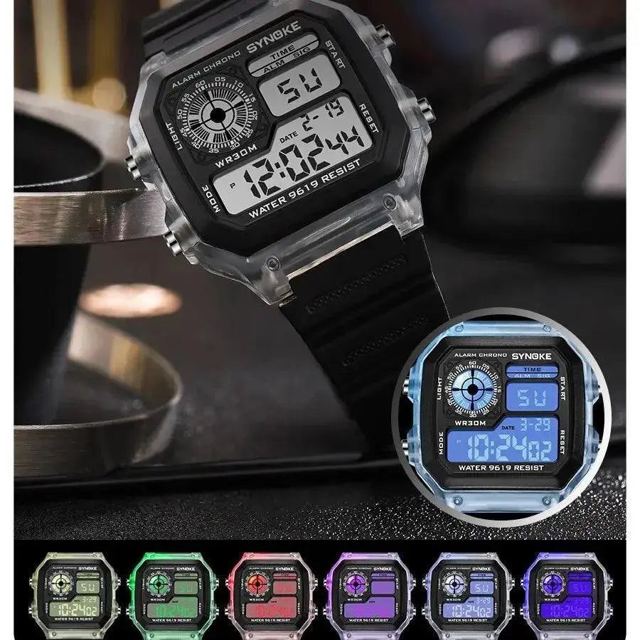 Synoke Mens Sports Digital Chrono Watch Waterproof Luminous