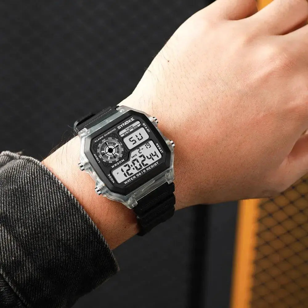 Synoke Mens Sports Digital Chrono Watch Waterproof Luminous