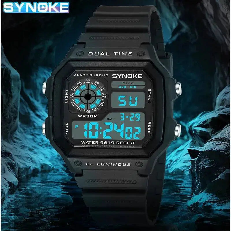 Synoke Mens Sports Digital Chrono Watch Waterproof Luminous