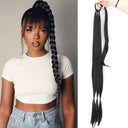 Synthetic Black Braided Ponytail Extension Elegant Hairpiece