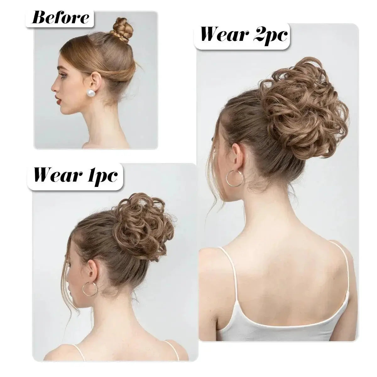 Synthetic Curly Hair Bun Extensions For Instant Updo Style