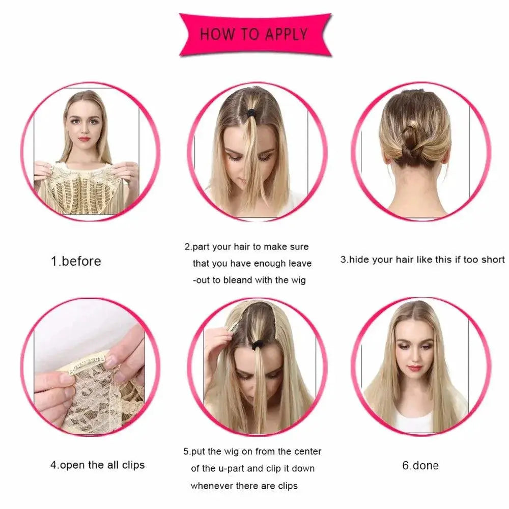Synthetic U Part Blonde Hair Extension for Volume and Length