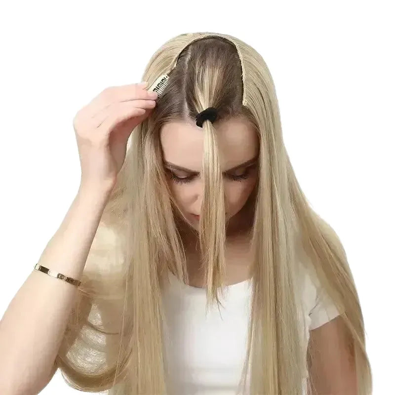 Blonde U Part Hair Extensions for Volume — Off black