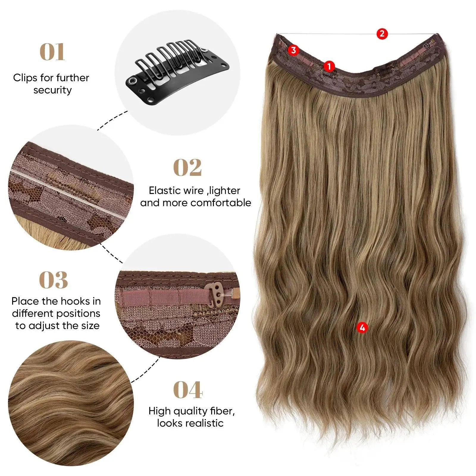 Synthetic Wave Ombre Clip In Hair Extensions Instant Glamour